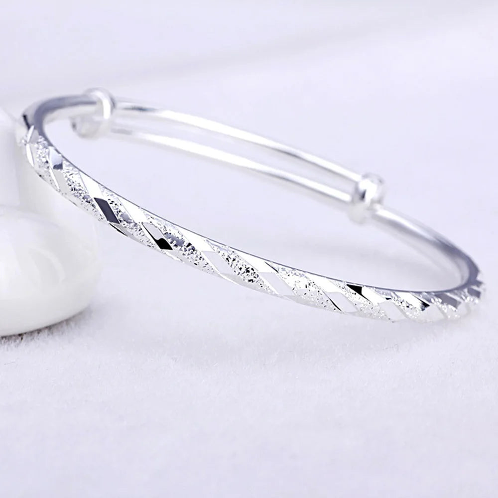 925 Silver Bracelet For Women men Fashion Wedding Party Cute Lady Handmade weaving Jewelry adjustable Grinding sand