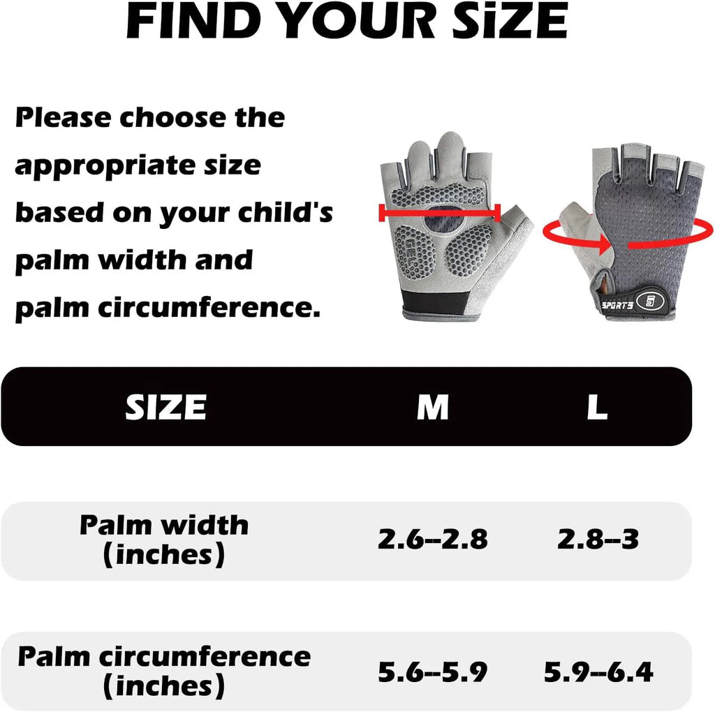GTUBIKE Outdoor Sports Cycling Half Finger Gloves For Boys Girls, Antislip Breathable Thin Spring Summer Gloves, Bicycle Riding