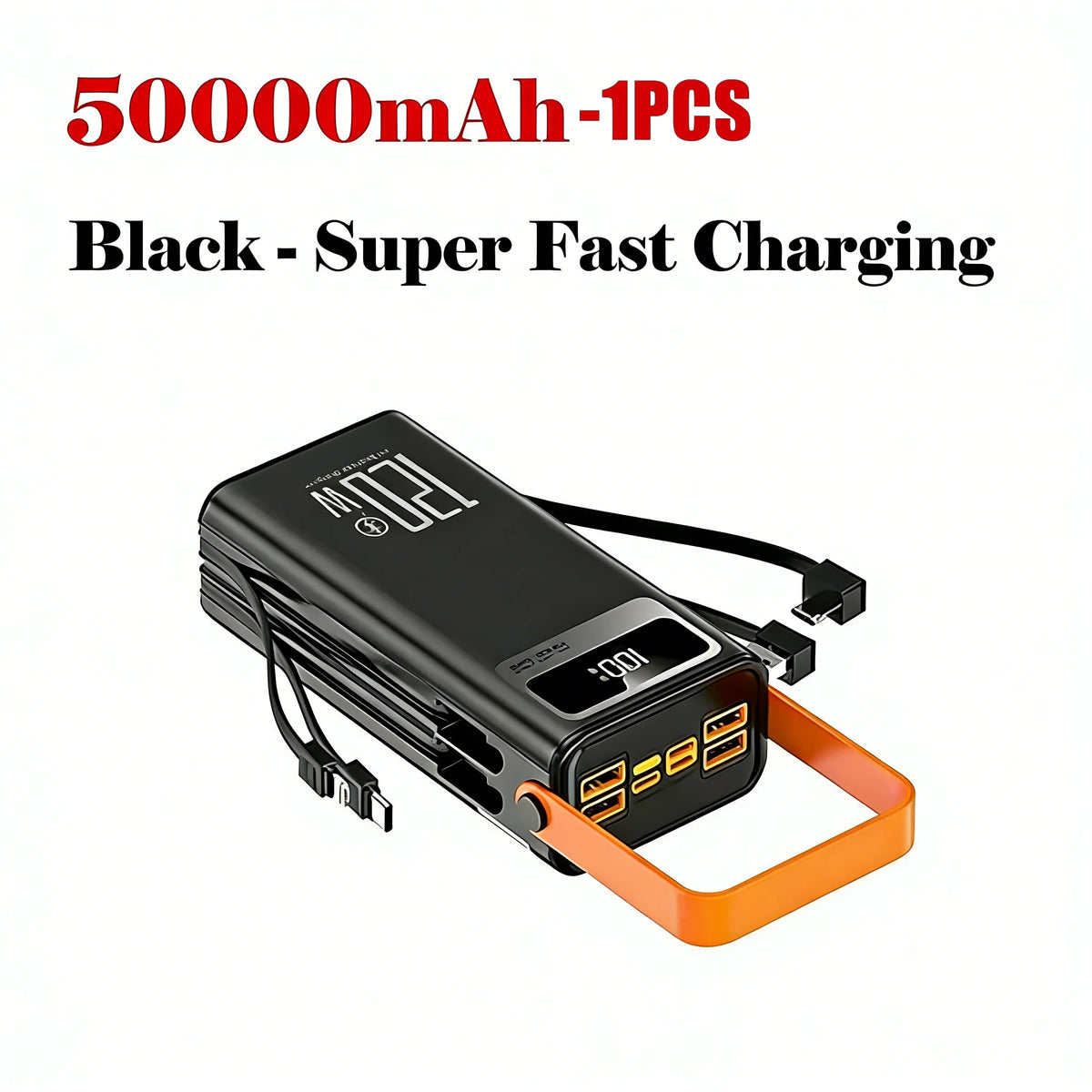120W 30000-100000mAh Fast Charging Power Bank Large Capacity Outdoor Mobile Power Supply External Spare Battery For Camping