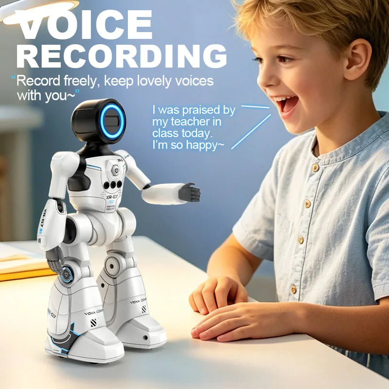 AI Smart Voice Robot Toy with Gesture Sensing & Smart Programming, Interactive Robot with Lights & Music, Perfect Gift for Kids