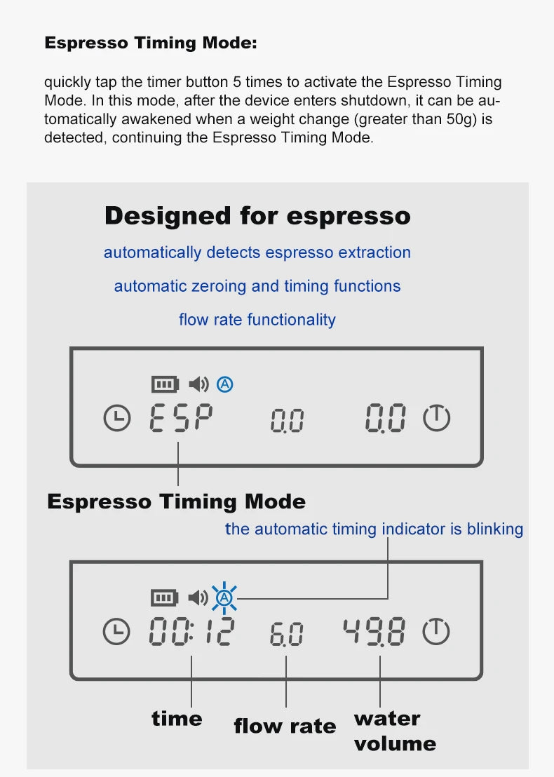 TIMEMORE Scale Black Mirror Mini Pour over Espresso Scale With Brewing Flow Rate and Heat Insulation Pad Electronic Coffee Scale