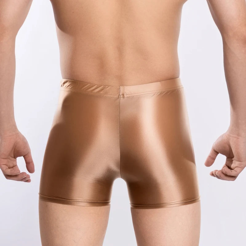 underwear men boxers  Mens Glossy Oily boxer shorts Elastic Underwear softThin Panties Breathable Underpants Smooth elasticity