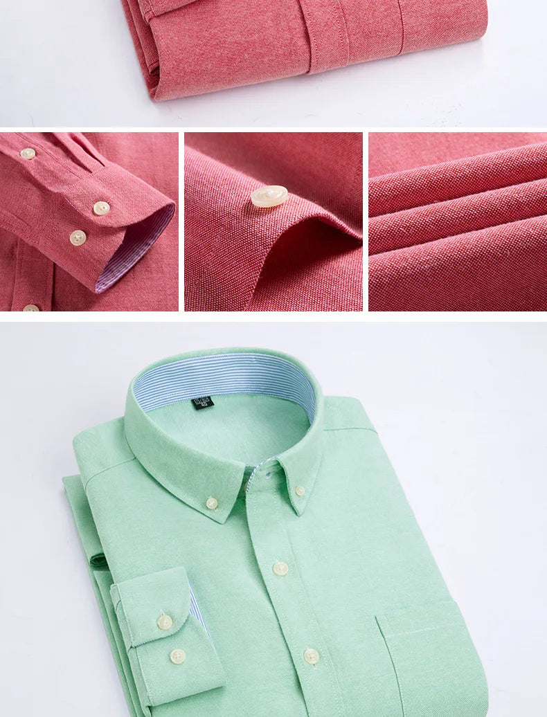 Men's Long Sleeve Shirt Spring Summer Autumn Winter Oxford Woven Slim Free Ironing Comfortable Soft Casual Fashion Simple Work