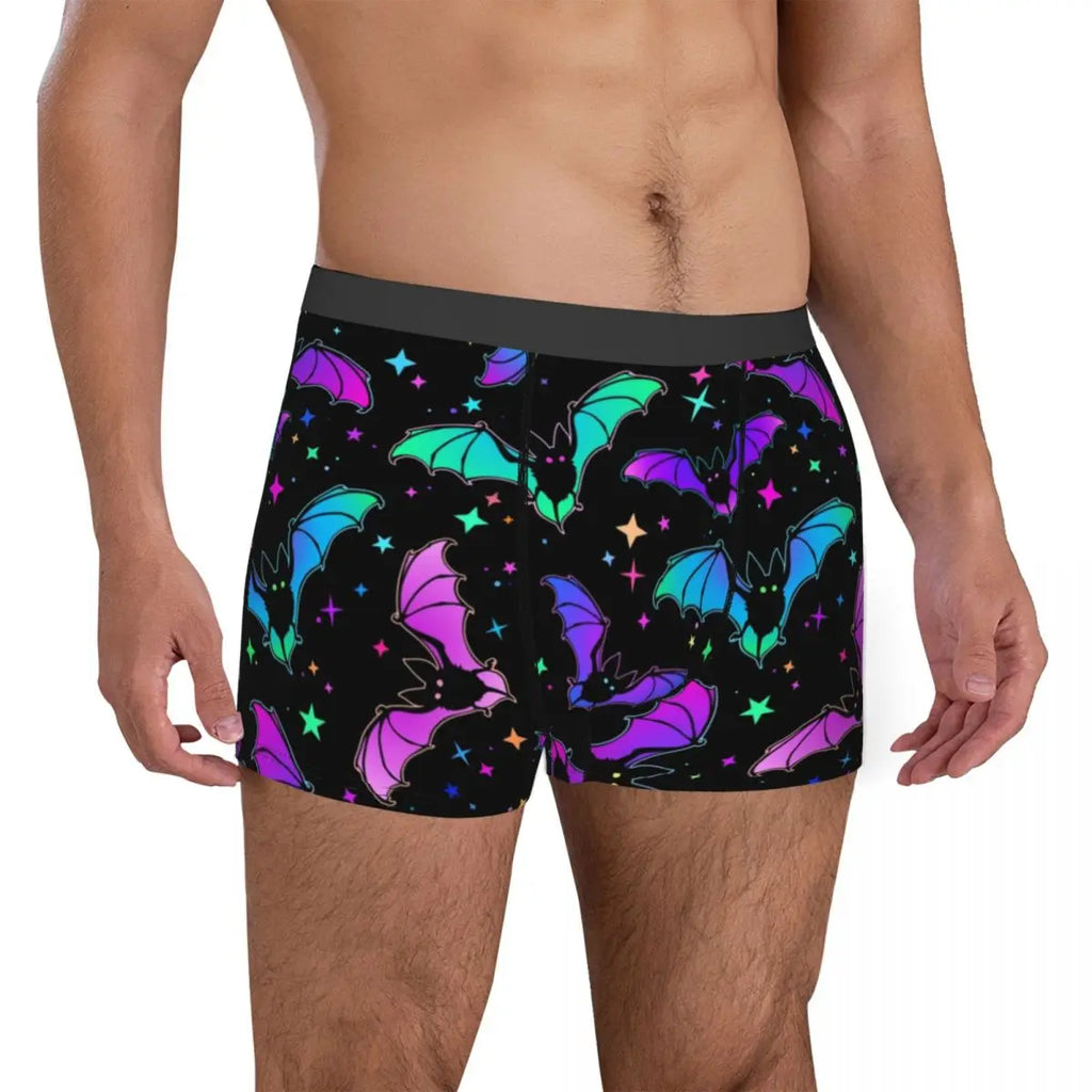 Men's Bats and Star Gothic Pattern Underwear Halloween Fashion Boxer Briefs Shorts Panties Homme Breathable Underpants S-XXL