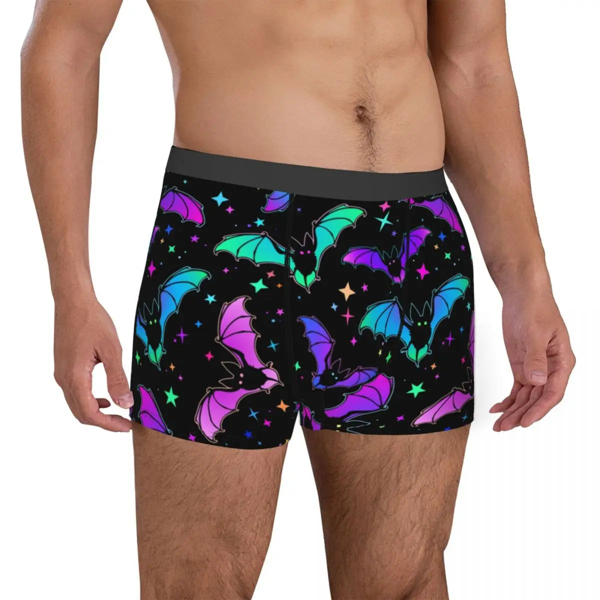 Men's Bats and Star Gothic Pattern Underwear Halloween Fashion Boxer Briefs Shorts Panties Homme Breathable Underpants S-XXL