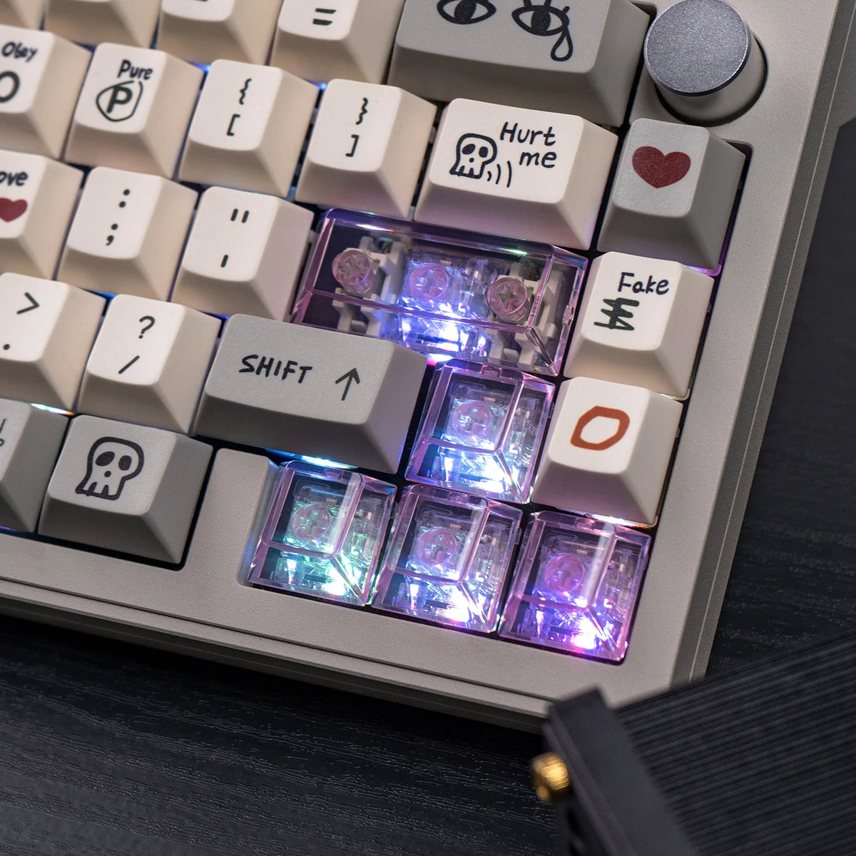Red Transparent Keycap 10 Key Cherry Profile PC Keycap Space Bar 6.25U ESC Enter Shift Key Custom Keycap for Mechanical Keyboard
