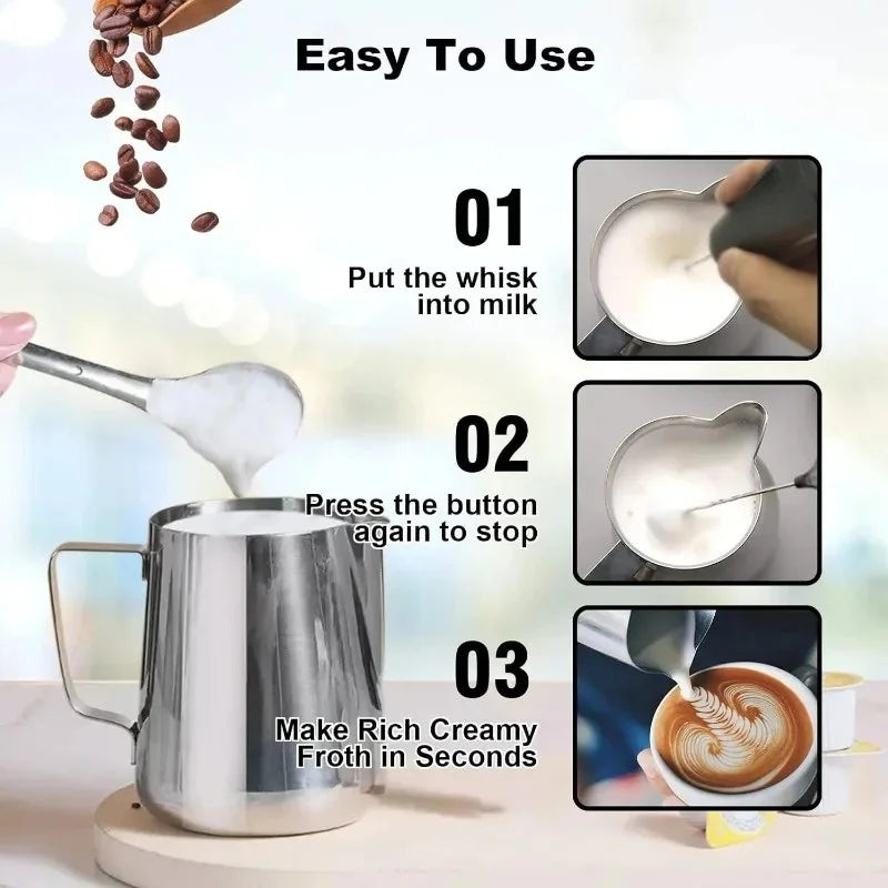 MINI Milk Frother USB Rechargeable 3 Speeds Foam Maker Coffee Whisk Mixer Electric Handle Blender Egg Beater