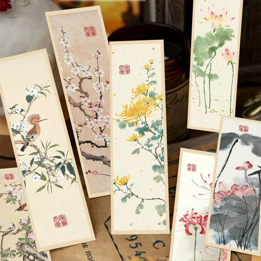 30pcs Chinese Painting Style Bookmarks Chinese Ink Painting Reading Book Page Book Marking Notebook Marking Student Stationery