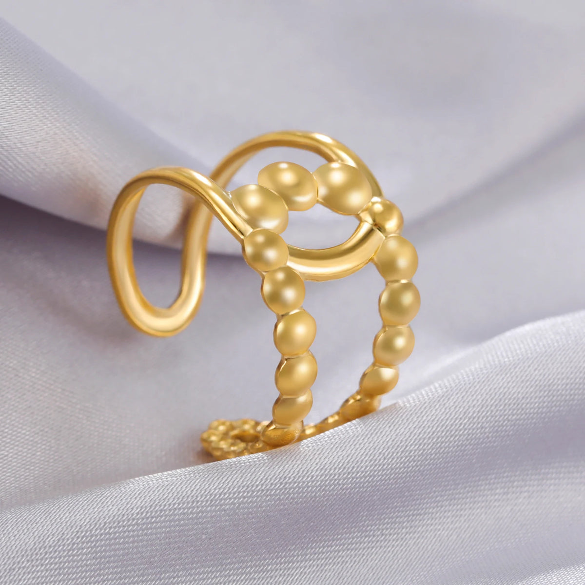 Amaxer For Women Lover's Rings Star Lace Beads Strip Stainless Steel Gold Color Silver Color Engagement Jewelry Party Gift