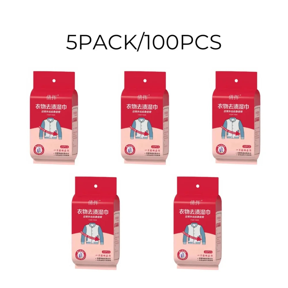 20pcs/bags Stain Removal Wet Wipes Multi Functional Non Washing For Down Cotton Leather Jacket Clothing Stain Removing Wet Wipes