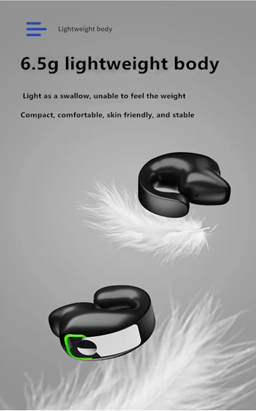 BT  Earphone Clip On Monaural Inear Motion Stereo Bone Conduction  Business Wireless Earphone Mini Monaural Tws