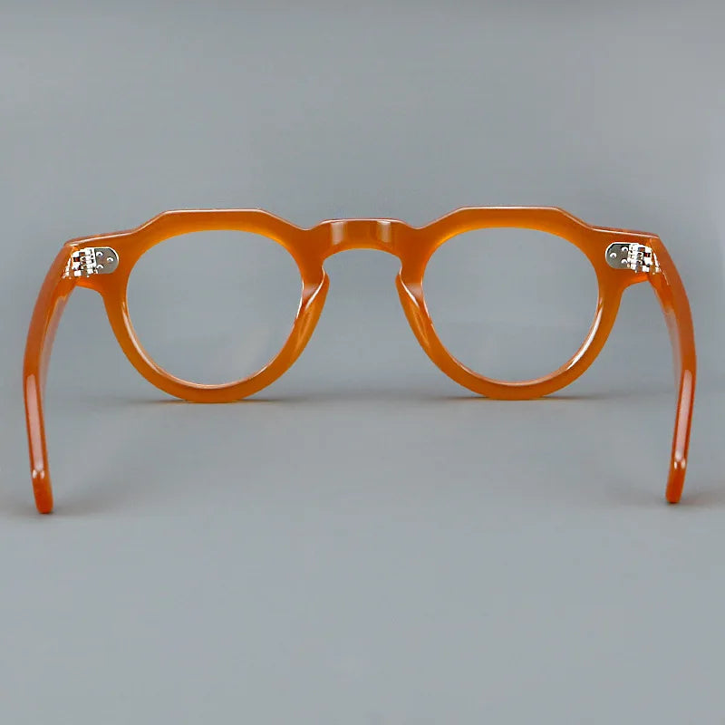 57171 Vintage Round Acetate Spectacles Frame Women Fashion Rivet Optical Transparent Eyeglass Men Trend Prescription Glasses
