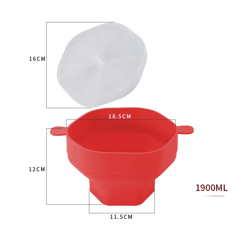 Silicone Microwave Popcorn Bowl Foldable Popcorn Maker Bucket Bowl with Lid Folding Large Capacity Popcorn Kitchen Baking Tools