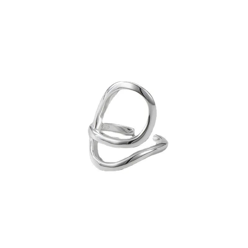 BF CLUB 925 Sterling Rings for Women Fashion Geometric Handmade Irregular FInterware LInes Ring Party Christmas Gift