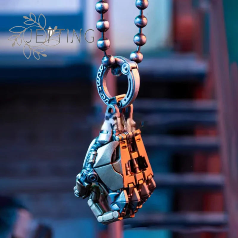 Hot Mechanical Bionic Hand Pendant With Chain For Men Women Creative Movable Finger Joints Robot Hand Necklace Jewelry