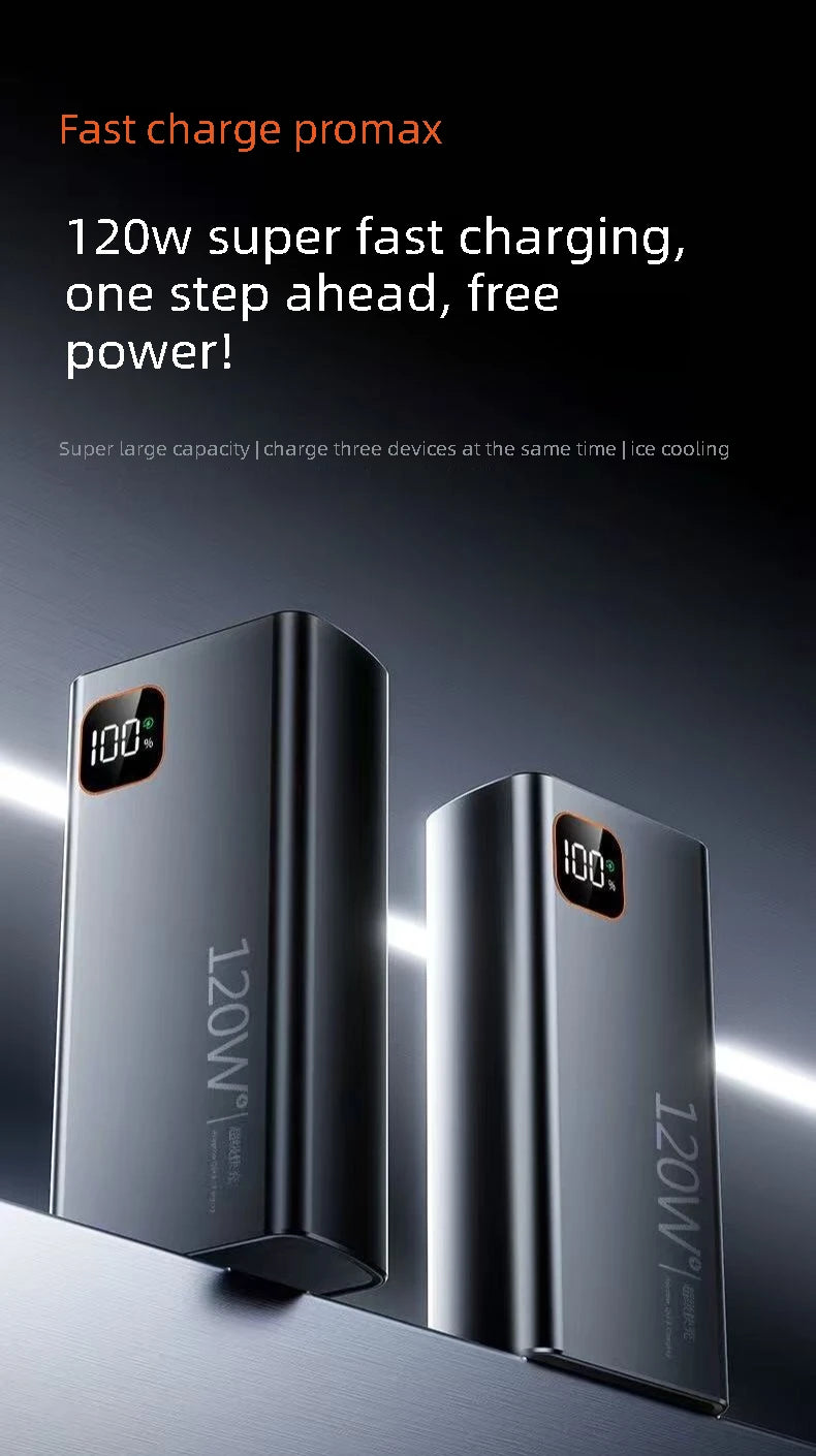 120W PD Digital Display Power Bank 30000mAh Large Capacity Portable External Battery For IPhone Android