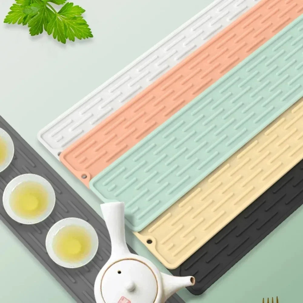 HOMEFISH  Silicone Drainer Mat Anti Slip Sink Tray Tableware Cushion Organizer Kitchenware Protection Mat Kitchen Storage Pads