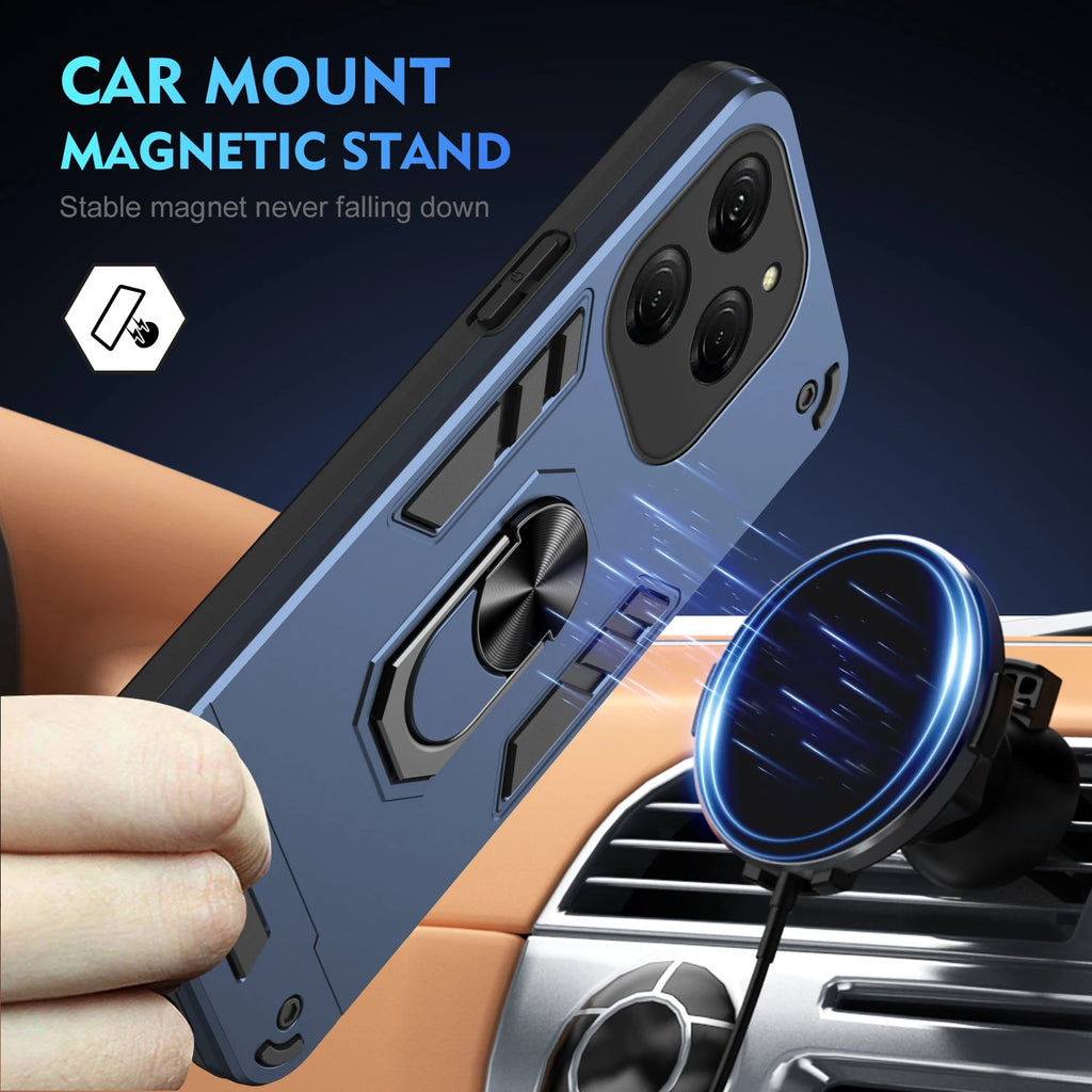 Case For Tecno Spark 20 Pro KJ6 Magnetic Metal Ring Holder TPU Frame Armor Plastic Shockproof Phone Protective Cover Fundas