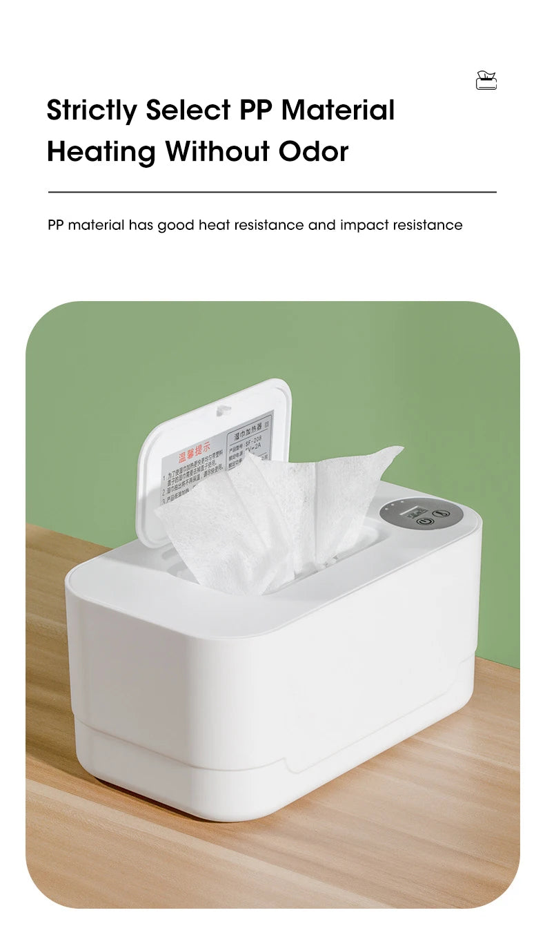 Baby Wet Wipes Heater LED Display Wet Wipes Dispenser Portable USB Charging Wipe Heater Car Home Wet Wipes Napkins Heating Box