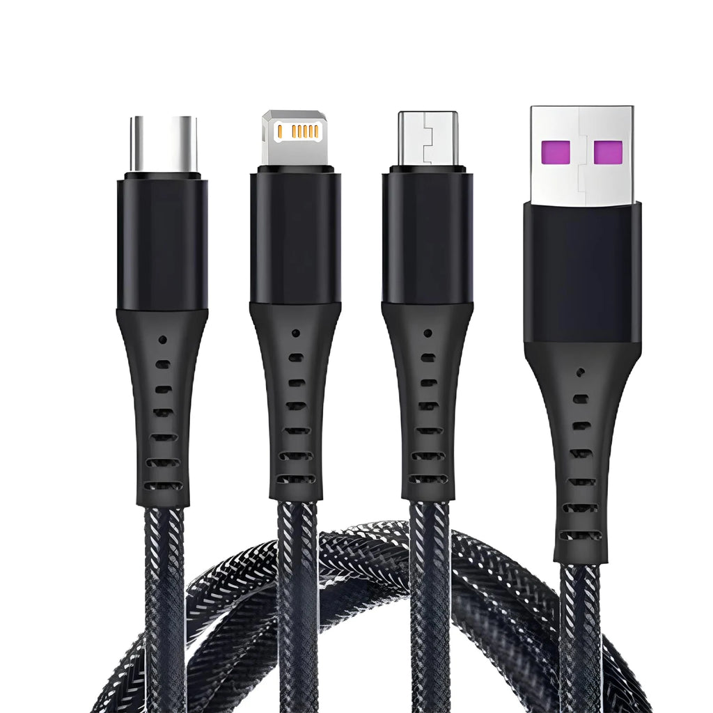 120W 3 In 1 Super Fast Charging USB Cable For iPhone15 14 13 12 11 X Pro Max Micro USB Type-C Phone Charger USBC Data Cable