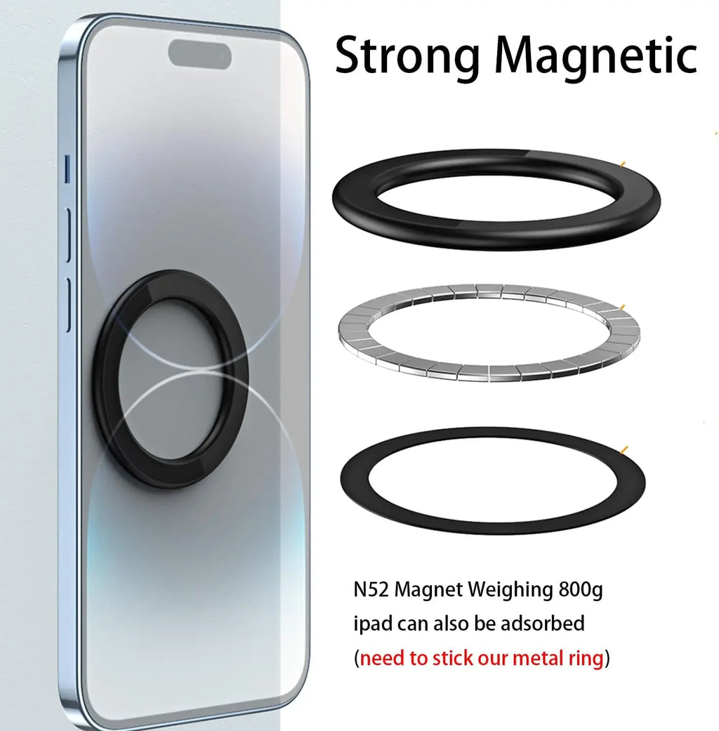 For MagSafe Magnetic Ring Holder Adhesive Strong Magnet Cellphone Wall Mount Mobile Phone Tablet Stand for IPhone 15 Pro IPad