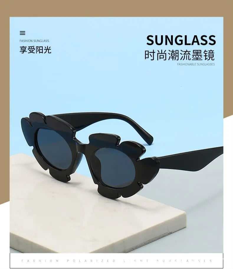 Fashion Cat Eye Candy Colors Sunglasses Women Retro Brand Designer Flower Shape