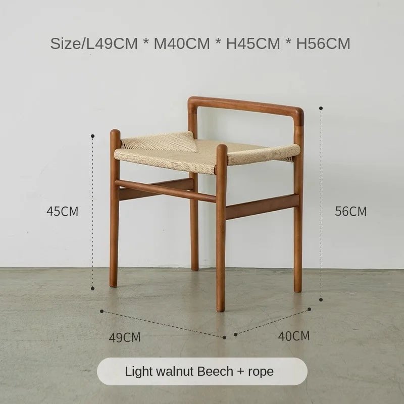 MOMO Scandinavian Simple Wood Vanity Stool Rattan Wicker Antique Square Stool Designer Creative Home Entrance Gateway Shoe Bench