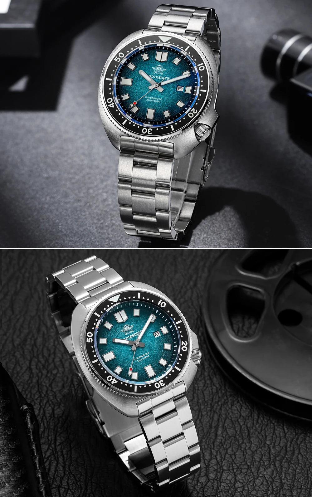ADDIESDIVE New AD2511 Men's Quartz Watches 41mm Turtle Design Sapphire Glass AR Coated BGW9 Luminous Waterproof 200M Diver Watch