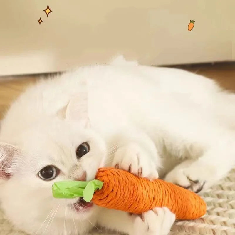 Brinquedo divertido para gatos em forma de cenoura, com textura para dentição e som, ideal para abraçar, resistente a mordidas e arranhões, artigos para animais de estimação para entretenimento interativo