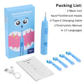 Smart Electric CleaningToothbrush For Children 4Pcs Brush Heads Round Rotating  3 Cleaning Modes Soft Bristles Teeth Brush