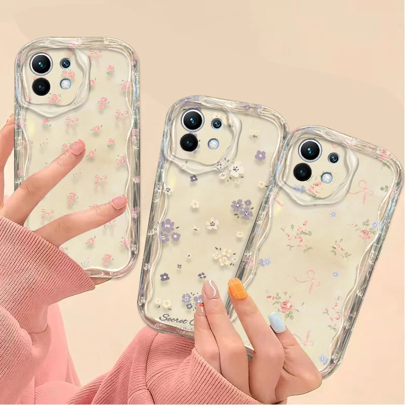 Simple Flower Rose Clear Case For Xiaomi 14T 13T 12T 13 12 11 11i Lite 5G 10T POCO X5 X6 Pro X3 NFC X4 GT F3 F4 F5 F6 M6 M5S C65