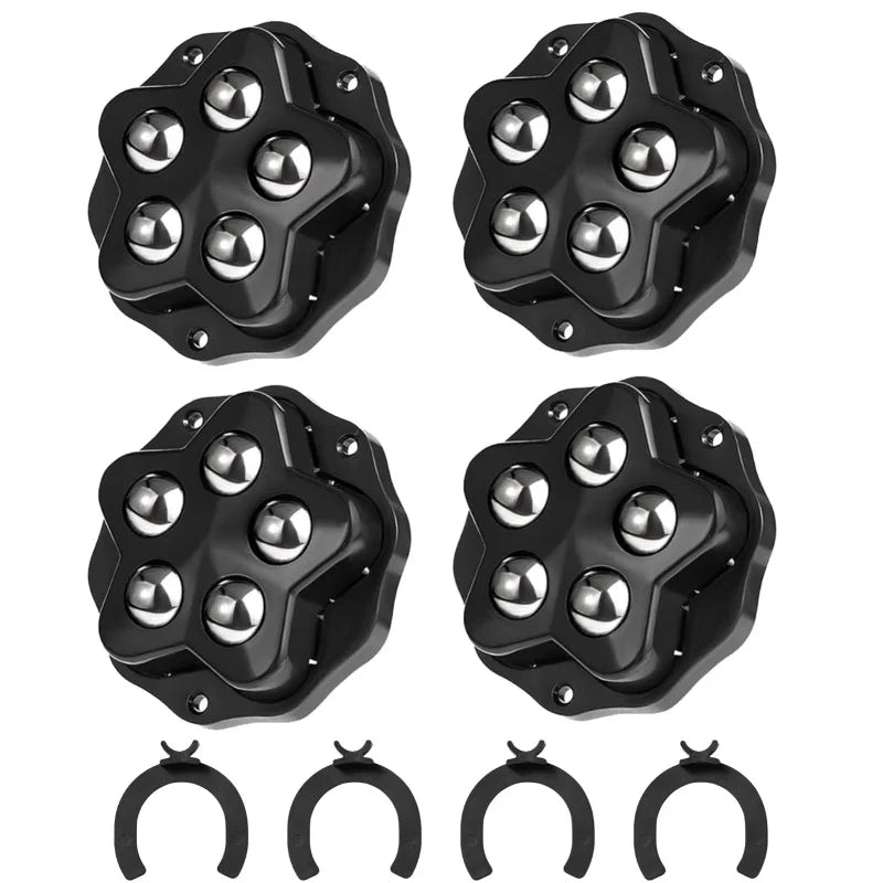 4Pcs Brake-operated Self Adhesive Caster,Heavy Duty 5 Beads Load-bearing,Universal 360° Rotating Wheel,No Noise Furniture Pulley