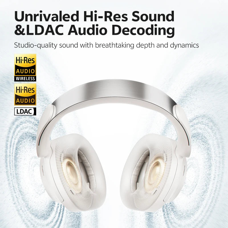 QCY H3S -56dB Adaptive ANC Over Ear Headphone Hi-Res LDAC Spatial Sound Wireless Earphone Bluetooth 6.0 Dual Driver 102H Headset
