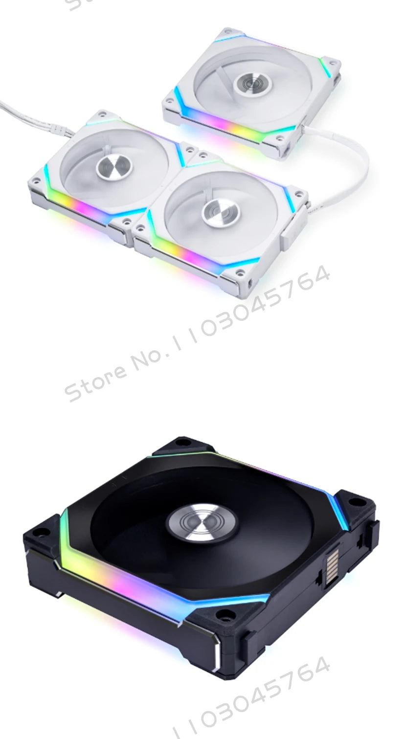 LIAN LI UNI FAN SL V2 SL120V2 Reverse Blade 10% Performence Upgraded Version RGB Fan, Single Pack, Black/White