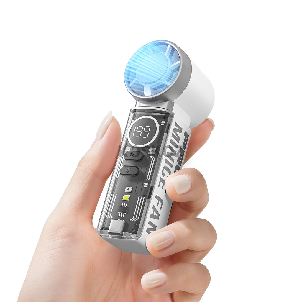 Handheld Portable Turbo Fan With Cold Compress, USB Rechargeable Personal Battery Operated Mini Small Pocket Fan with 5 Speeds