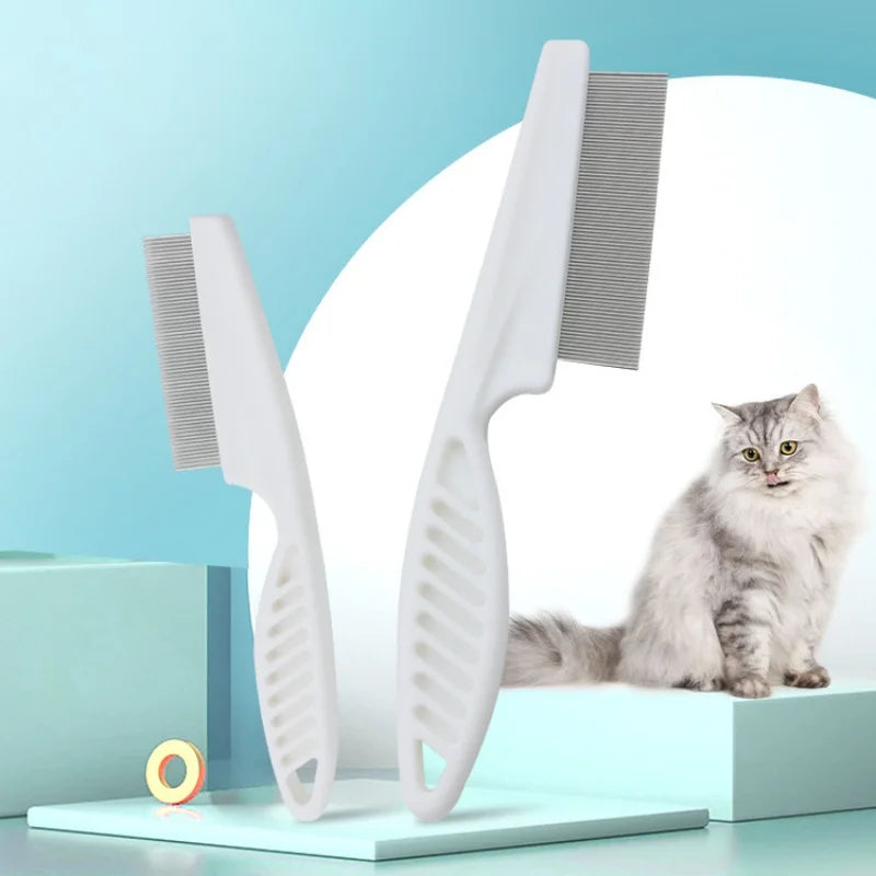Flea Comb Dog Cat Hair Removal Brush Stainless Steel Dense Teeth Inline Comb Portable Pet Universal Grooming Cleaning Supplies