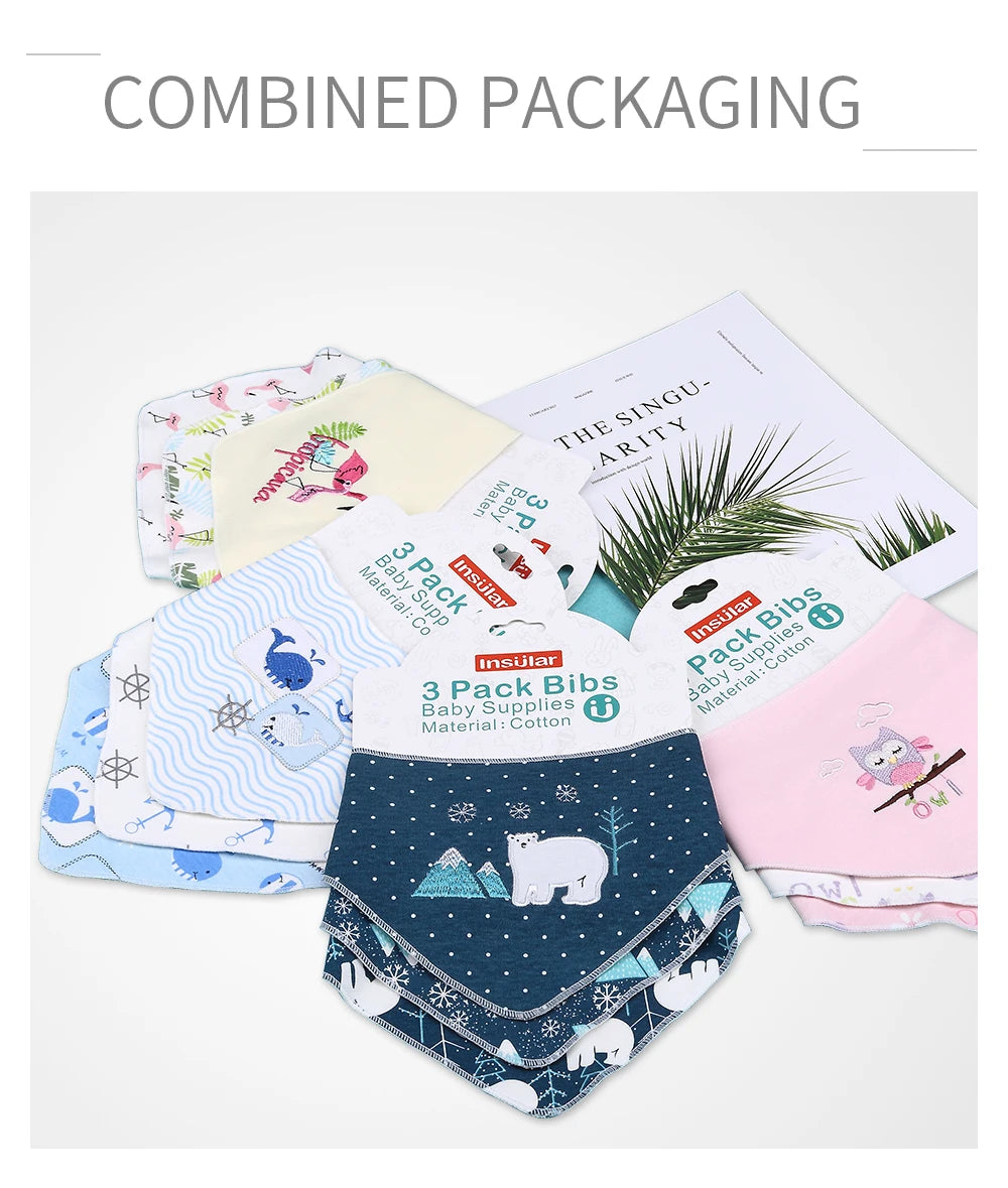 INSULAR Newly Baby Bibs 3pcs Baby Bandana Bib Cotton Babadores Infant Towel For Boys And Girls Baby Clothing Infant Accessories