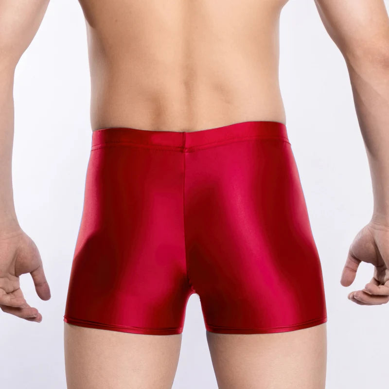 underwear men boxers  Mens Glossy Oily boxer shorts Elastic Underwear softThin Panties Breathable Underpants Smooth elasticity