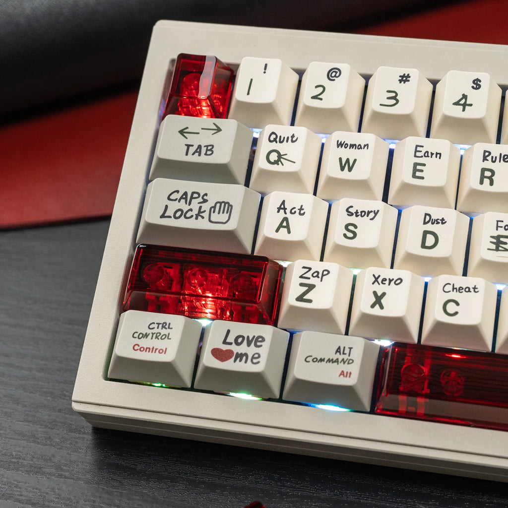 Red Transparent Keycap 10 Key Cherry Profile PC Keycap Space Bar 6.25U ESC Enter Shift Key Custom Keycap for Mechanical Keyboard