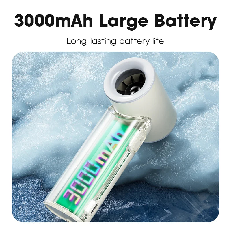 Handheld Turbo Fan Portable Strong Wind Adjustable 5 Speeds 3000mAh USB Rechargeable Personal Highspeed Fans for Travel Camping