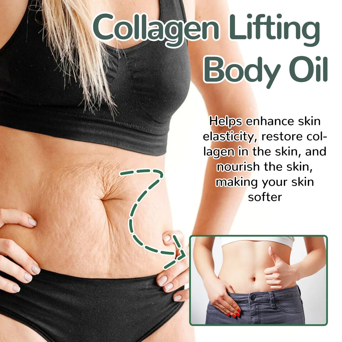 OceAura Collagen Body Oil Enhance Skin Elasticity Wrinkle Remover Cellulite Massage Care Refreshing Rosemary Lift Body Oil 100ml