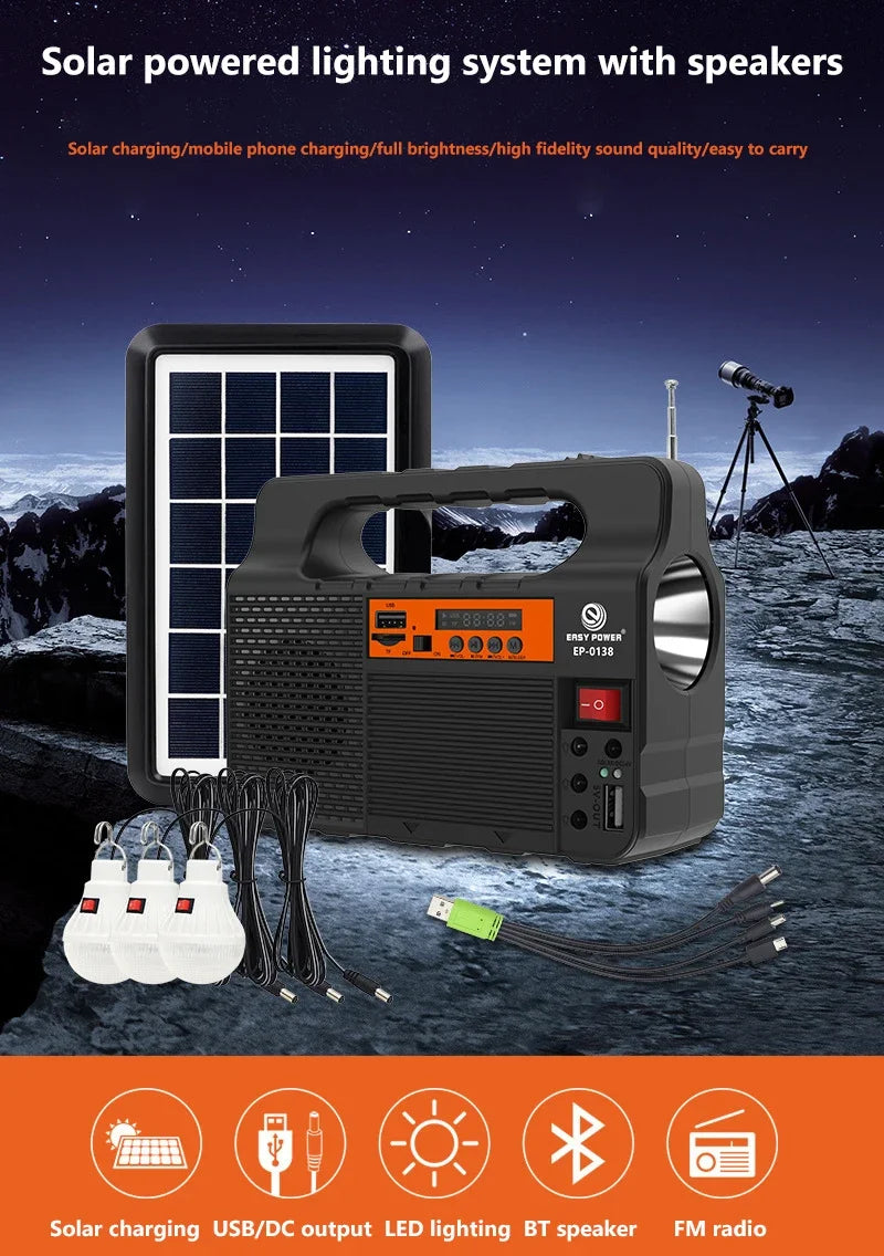 Outdoor Portable Solar Lighting System Power Generator 6W Solar Panel 3 LED Bulbs Emergency Solar Power Bank for Home Camping