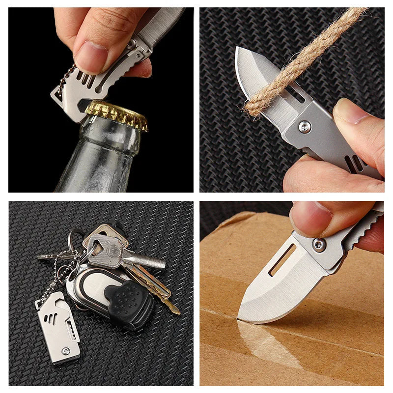 Small Steel Cannon Outdoor Folding Knife D2 Steel Mini Portable Open Box Disassembly Express Keychain Pendant