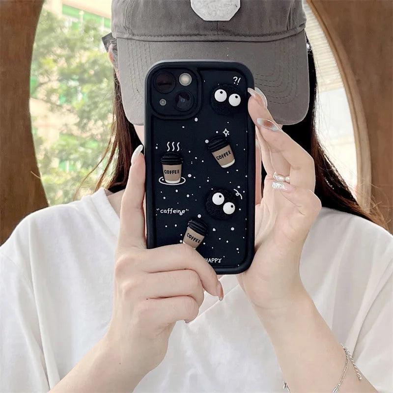 3D Coffee Toy Cartoon Multistep TPU Soft Phone Case for OPPO A60 A79 A78 A58 A38 A74 A54 A94 A76 A96 A57 A77S A15 A16 A17 A18