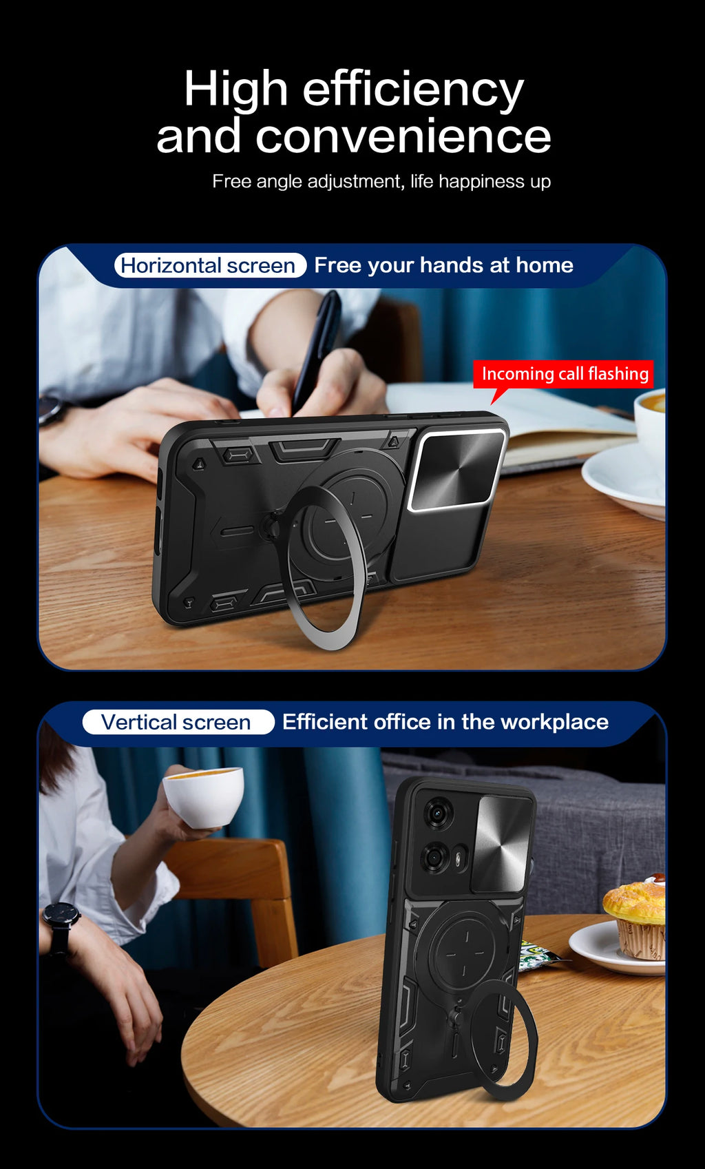 For Motorola Moto G24 G04S E14 G05 E15 G06 G34 G45 G35 G53 G13 G23 G54 G55 G85 S50 NEO Armor Slide Magnetic bracket phone case