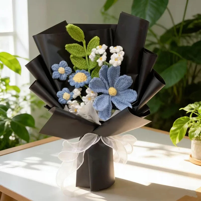 Artificial Flower Crochet Bouquet Creative Bouquet Mothers Day Birthday Valentine Graduation Gift Eternal Flower