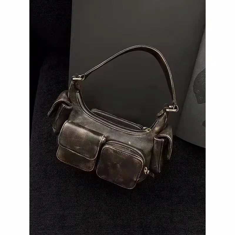 Annmouler Design Hobo Multi Pocket Locomotive Bag New Single Shoulder Bag Underarm Bag High Capacity Women Bag