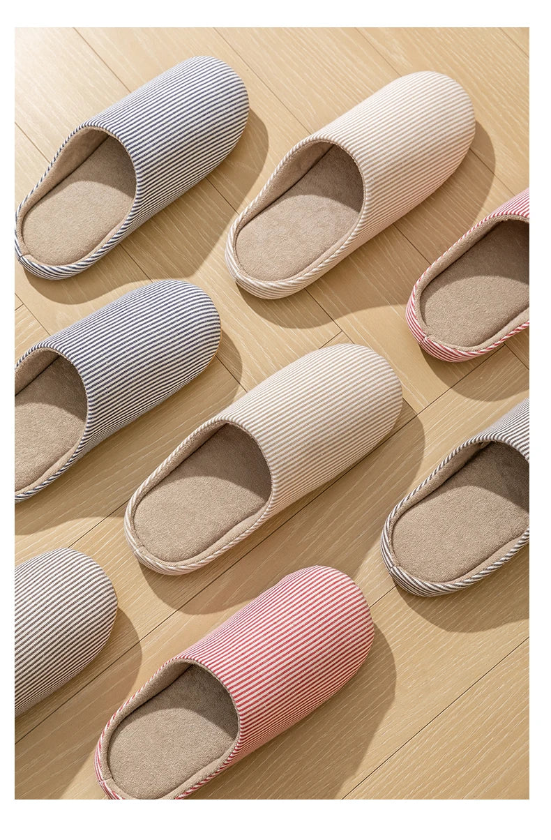 Unisex Home Slippers Soft Fur Slippers Warm Indoor Flat Slides Nonslip Couples Shoes Bedroom Light Slience Flats Autumn&Spring