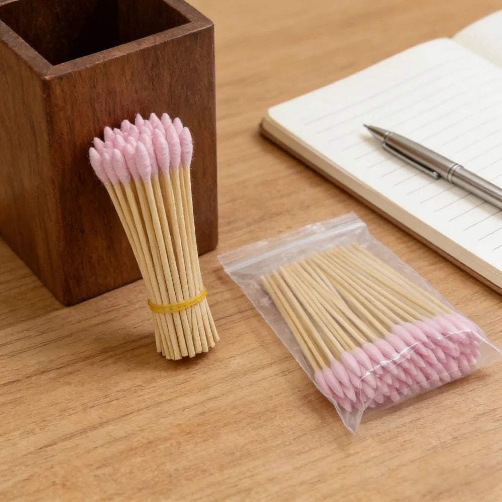 100/300/500pcs Double Pointed Cotton Swab Applicators - 6 Inch Long Cotton Swabs for Tattoo, Cleaning, Makeup & Ear Cleaning