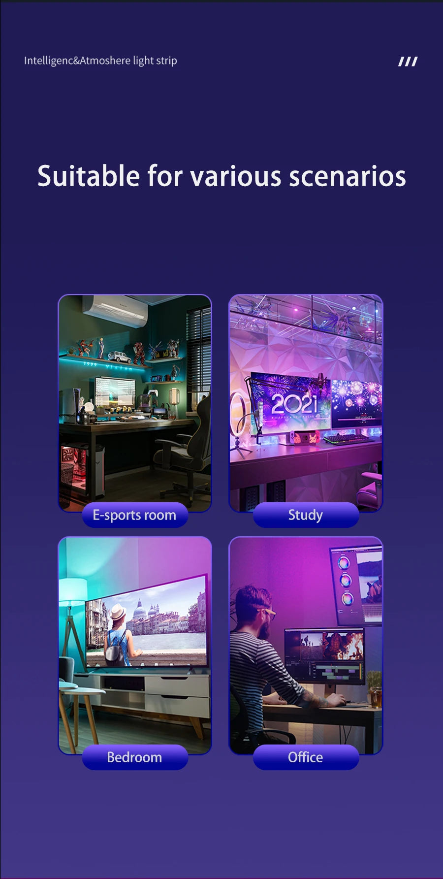 Smart Gaming LED Strip Lights Computer Sync Light Strip Monitor RGB Screen LED Backlight For Gaming Room Atmosphere Decor
